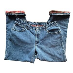 CARHARTT x Womens Flannel Lined Bootcut Straight Leg Blue Jeans Size 34”